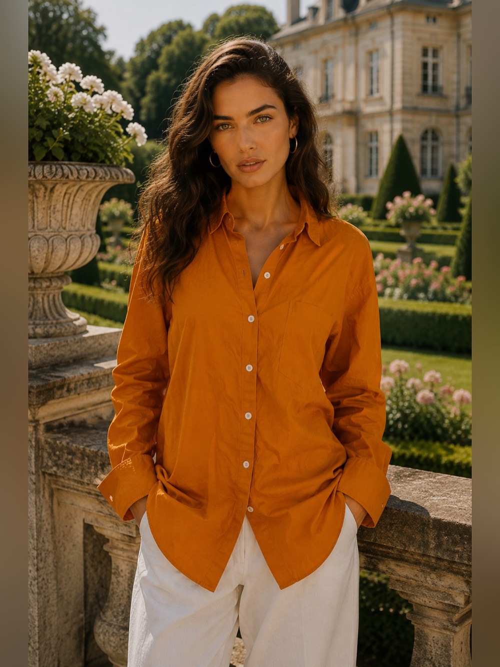 Anthropologie Ochre Button-Front Tunic Shirt